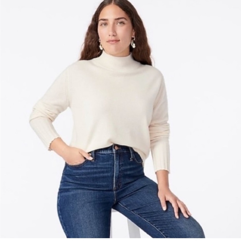 J.Crew Cashmere mockneck sweater-AD349- cream NWOT